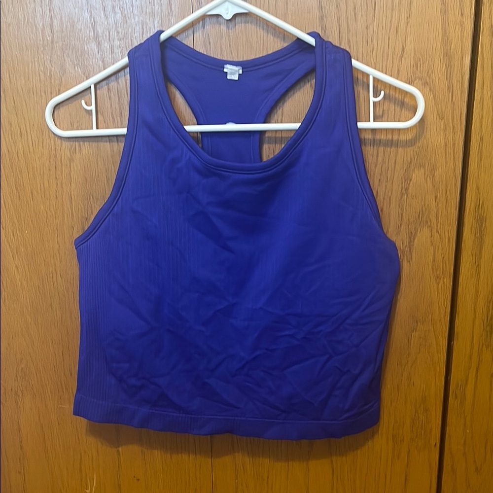 90 Degree By Reflex Blue Fitted Crop Tank Top
